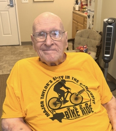 Happy man in bike shirt
