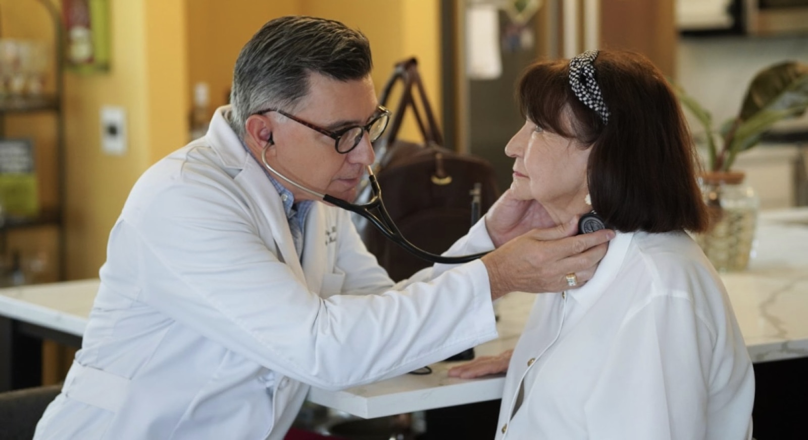 Drone view over green pine forest at summer